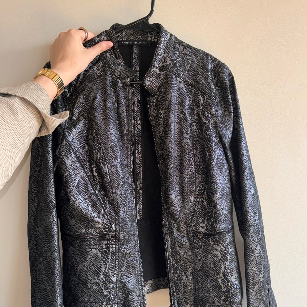 White House Black Market Snakeskin Moto Jacket – Size 10